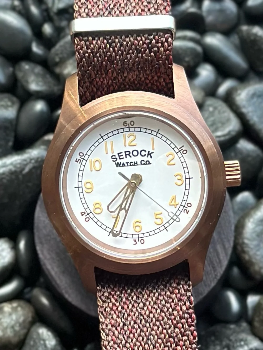 SeikoMod Solid Bronze Field Watch  with White Dial